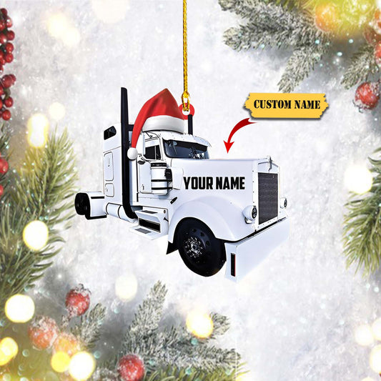 Personalized White Trucks Custom Name Shaped Ornament, Ornament Decoration, Ornament For Gift, Ornament Christmas
