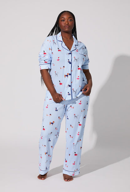 French Pups Long Sleeve Classic Stretch Jersey PJ Set