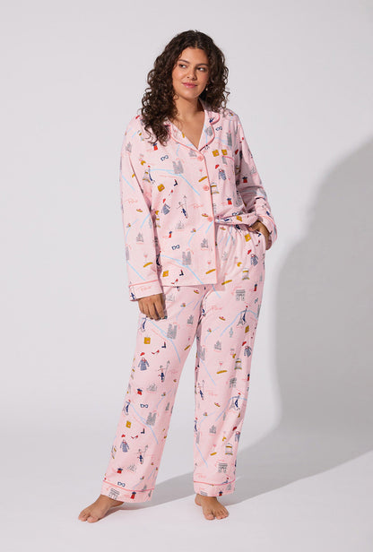 48 Hrs In Paris Long Sleeve Classic Stretch Jersey PJ Set