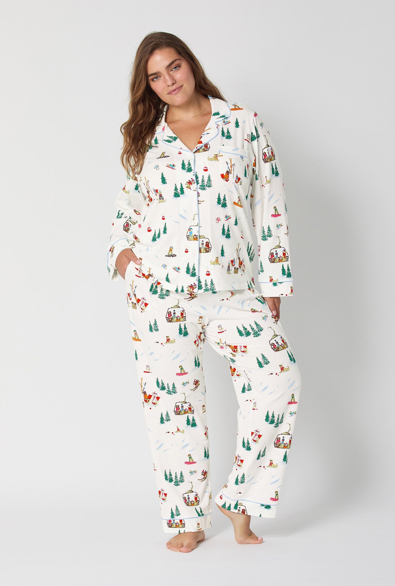 Ski Pups Long Sleeve Classic Stretch Jersey Pj Set