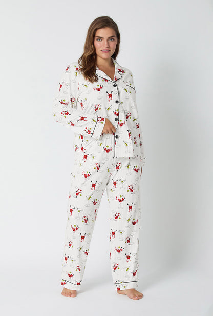 Tipsy Santa Long Sleeve Classic Stretch Jersey Pj Set