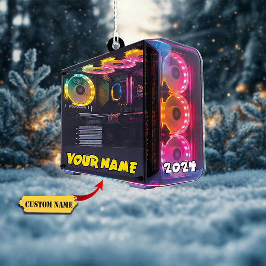 Podagree Personalized Name PC Computer Ornament Christmas, Shape Flat Christmas Ornament for Gamer, Gaming Gamer Christmas Ornament Gift for Boys, Ornament Decoration, Ornament For Gift, Ornament Christmas