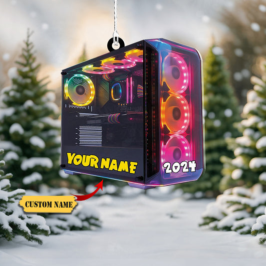Podagree Personalized Name PC Computer Ornament Christmas, Shape Flat Christmas Ornament for Gamer, Gaming Gamer Christmas Ornament Gift for Boys, Ornament Decoration, Ornament For Gift, Ornament Christmas