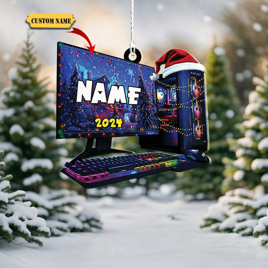 Podagree Personalized Name PC Computer Ornament Christmas, Shape Flat Christmas Ornament for Gamer, Gaming Gamer Christmas Ornament Gift for Boys12, Ornament Decoration, Ornament For Gift, Ornament Christmas