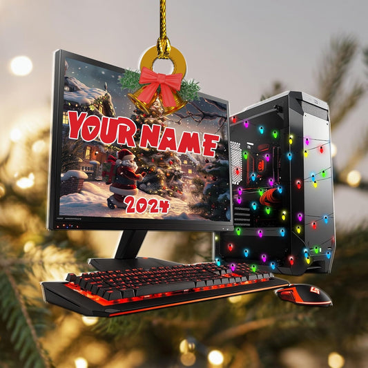 Podagree Personalized Name PC Computer Ornament Christmas, Shape Flat Christmas Ornament for Gamer, Gaming Gamer Christmas Ornament Gift for Boys3434, Ornament Decoration, Ornament For Gift, Ornament Christmas