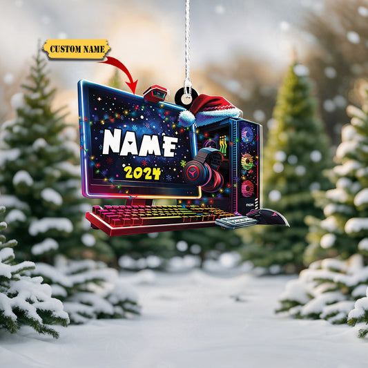 Podagree Personalized Name PC Computer Ornament Christmas, Shape Flat Christmas Ornament for Gamer, Gaming Gamer Christmas Ornament Gift for Boys345, Ornament Decoration, Ornament For Gift, Ornament Christmas