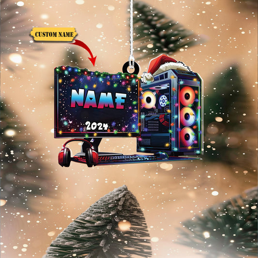 Podagree Personalized Name PC Computer Ornament Christmas, Shape Flat Christmas Ornament for Gamer, Gaming Gamer Christmas Ornament Gift for Boys44, Ornament Decoration, Ornament For Gift, Ornament Christmas