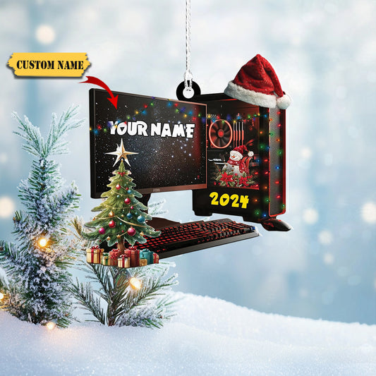 Podagree Personalized Name PC Computer Ornament Christmas, Shape Flat Christmas Ornament for Gamer, Gaming Gamer Christmas Ornament Gift for Boys45656, Ornament Decoration, Ornament For Gift, Ornament Christmas