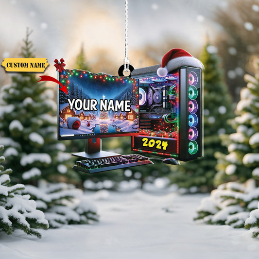 Podagree Personalized Name PC Computer Ornament Christmas, Shape Flat Christmas Ornament for Gamer, Gaming Gamer Christmas Ornament Gift for Boys5, Ornament Decoration, Ornament For Gift, Ornament Christmas