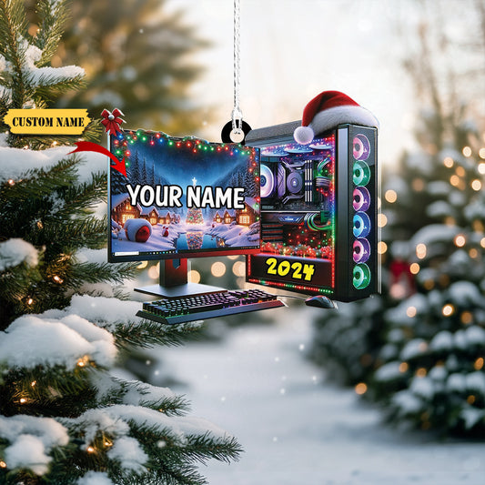 Podagree Personalized Name PC Computer Ornament Christmas, Shape Flat Christmas Ornament for Gamer, Gaming Gamer Christmas Ornament Gift for Boys5, Ornament Decoration, Ornament For Gift, Ornament Christmas