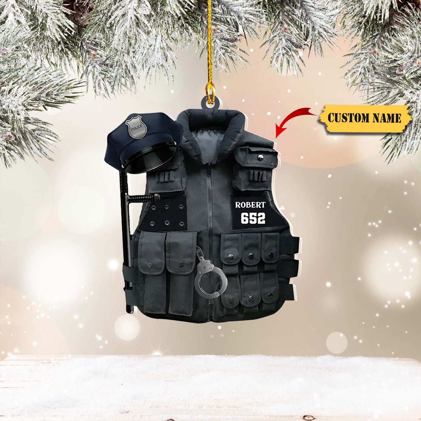 Police Bulletproof Vest Personalized Shaped Ornament, Christmas gift, Ornament For Him, Gift For Him, Ornament Christmas