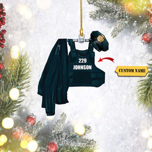 Police Christmas Clothes Hanger Personalized Flat Ornament, Ornament For Him, Gift For Him, Ornament Christmas