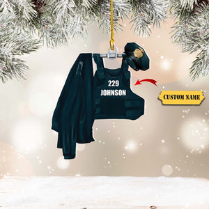 Police Christmas Clothes Hanger Personalized Flat Ornament, Ornament For Him, Gift For Him, Ornament Christmas