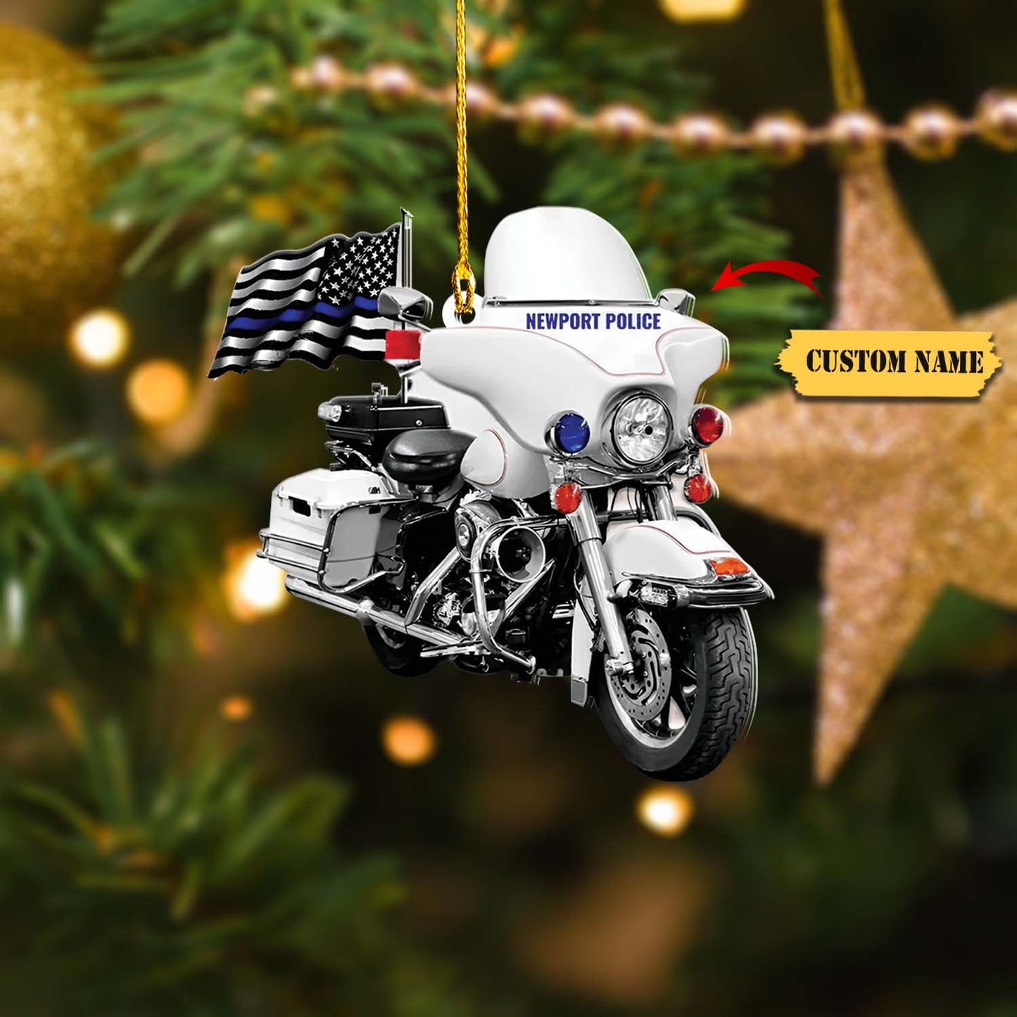 Police Motorcycle Personalized Flat Ornament, Ornament For Him, Gift For Him, Ornament Christmas