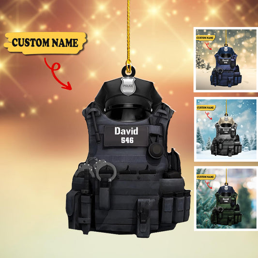 Police Personalized Flat Acrylic Ornament, Police Xmas Tree Decorations, Ornament For Him, Gift For Him, Ornament Christmas