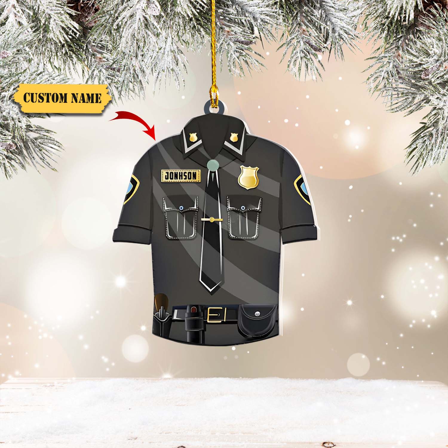 Police Uniform Personalized acrylic christmas Ornament, Gift For Police, Ornament For Him, Gift For Him, Ornament Christmas