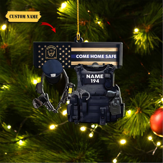 Police Uniform With Hat Gun Shaped Flat Ornament, Personalized Police Uniform Ornament, Gift for Police, Police Ornament, Ornament For Him, Gift For Him, Ornament Christmas