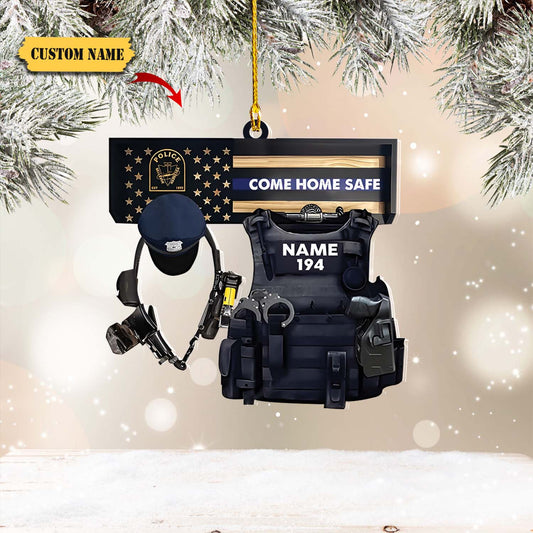 Police Uniform With Hat Gun Shaped Flat Ornament, Personalized Police Uniform Ornament, Gift for Police, Police Ornament, Ornament For Him, Gift For Him, Ornament Christmas