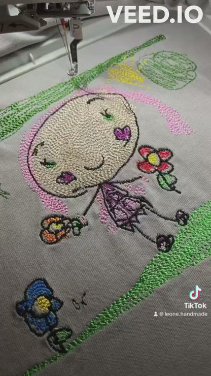 EMBROIDERED Custom Kids Photo Drawing Tshirt Sweatshirt as a Personalized Unique Special Gift for Moms, Dads, Aunts, Sisters