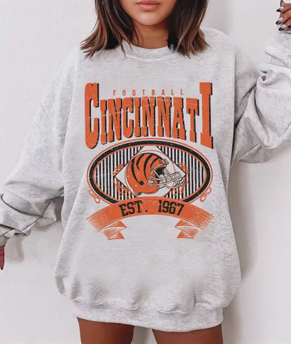 Cincinnati Football Vintage 90s Style Sweatshirt, Cincinnati Football Shirt, Sunday Football Shirt, Cincinnati Crewneck Sweatshirt, Game Day
