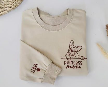 Custom Embroidered Pet Sweatshirts with Pet Photo and Name,Personalized Dog Embroidered with Name On Sleeve,Gift for Dog Mom/Dad