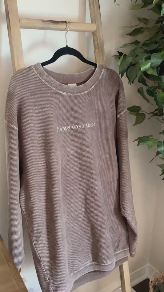 Custom Embroidered Corded Sweatshirt, Varsity Crewneck, Embroidered Waffle Knit Crewneck, Personalized Crew, Custom Sweatshirt, Oversized