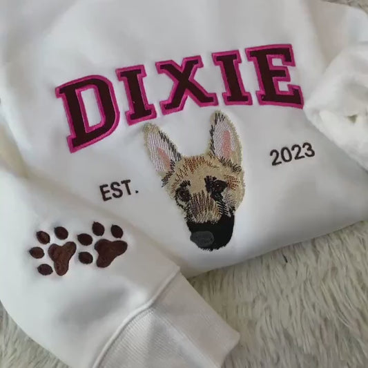 Custom Pet Embroidered Sweatshirt,Embroidered Pet Face&Name Sweatshirts,Custom Dog Portrait,pet hoodie,Perdog sweatshirt,Mummy Dog's Gift