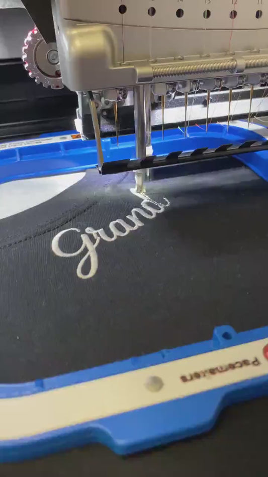 Custom Embroidered Mimi Grandma Gigi or Any Text on Neckline Sweatshirt, Names on Sleeve, Personalized Gift for Mom Momma Nana Sweater