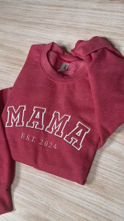 Custom Embroidered Mama Sweatshirt, Personalized Mom Hoodie With Names, New Mama Outfit, Pregnancy Announcement Clothing, Mothers Day Gifts