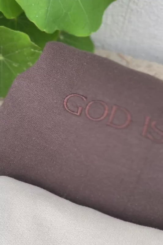 Embroidered God Is good sweatshirt, Christian Crewneck sweater, Christian Base Apparel, Adult Unisex Sweatshirt, Christian Gift