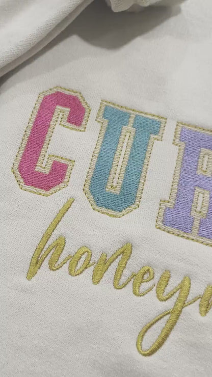 Custom Rainbow Embroidered Varsity Crewneck, Embroidery Crewneck, Embroidered Sweatshirt, university sweaters, personalized sweatshirt