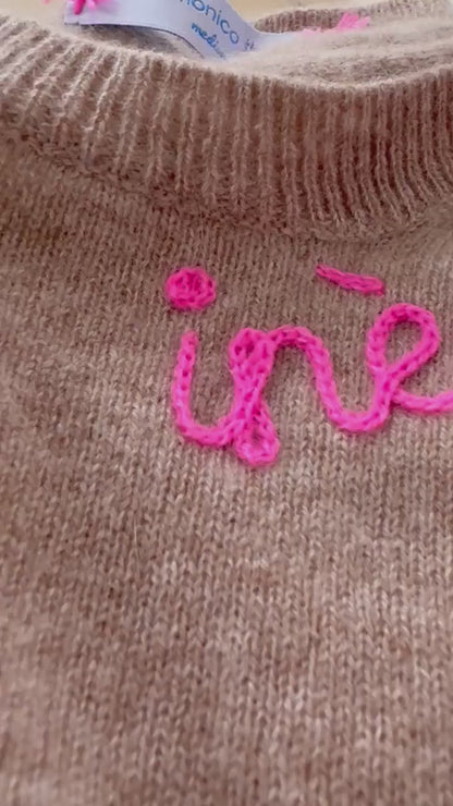 Customized 100% CASHMERE Sweater, Embroidered Cashmere Clothing for Women, Chainstitch Embroidery Funny Shirt, Trendy Crewneck, Gift for Her