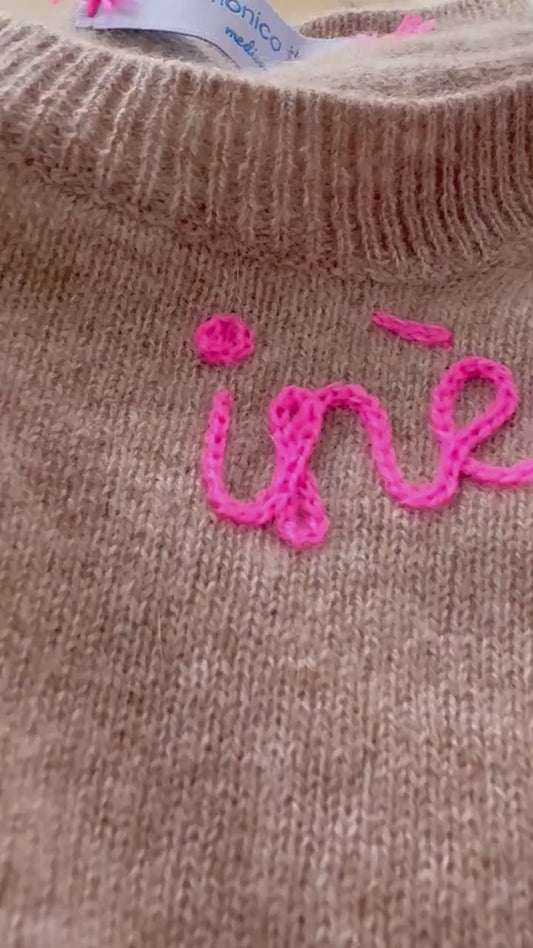 Customized 100% CASHMERE Sweater, Embroidered Cashmere Clothing for Women, Chainstitch Embroidery Funny Shirt, Trendy Crewneck, Gift for Her