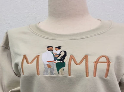 Comfort Colors® Custom Embroidered Portrait Sweatshirt From Photo, Grandma Picture Sweatshirt, Custom Photo Sweatshirt For Women, Best Gift