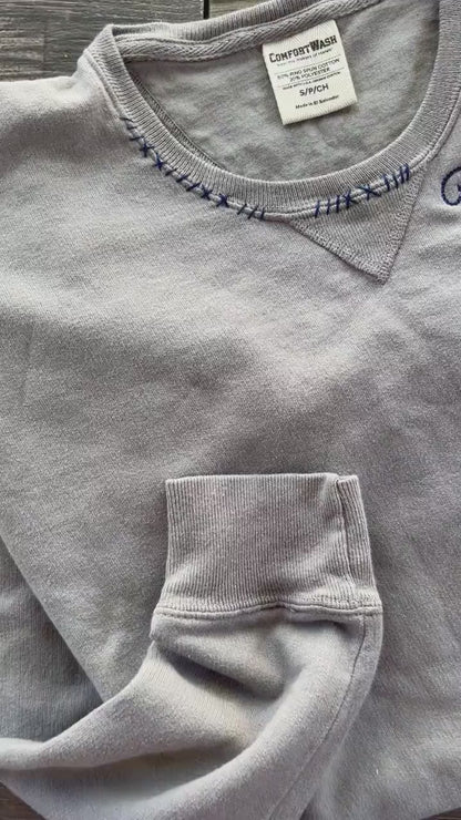 Embroidered Neck Sweatshirt, Vintage Inspired Sweatshirt, Hand Embroidered, Custom Embroidered Sweatshirt, Embroidered Crewneck