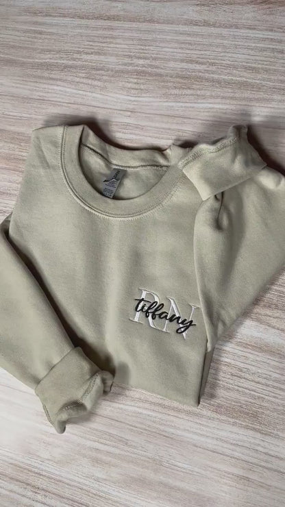 Personalized Registered Nurse Embroidery Sweatshirt, Custom Nurse Name Embroidered Hoodie, Nurse Appreciation Outfit, Nurse Graduation Gift