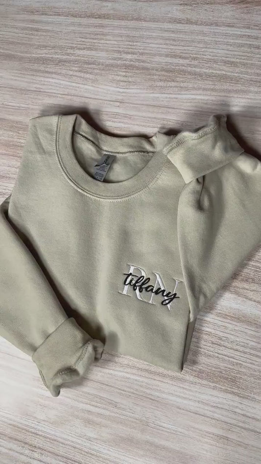 Personalized Registered Nurse Embroidery Sweatshirt, Custom Nurse Name Embroidered Hoodie, Nurse Appreciation Outfit, Nurse Graduation Gift