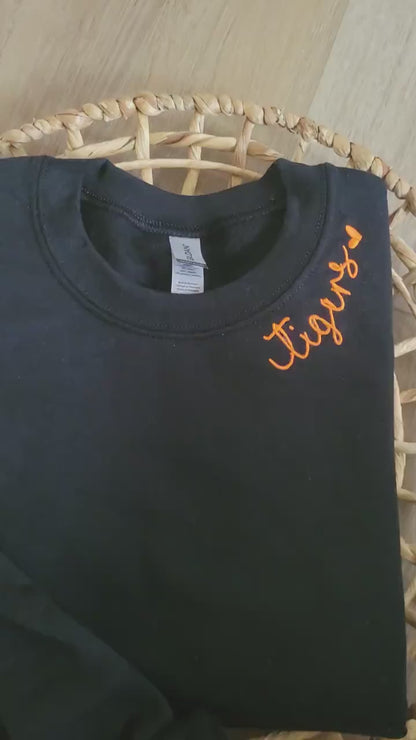 Custom Embroidered Sweatshirt, High School Mascot Embroidered Sweatshirt, Embroidered Collar Sweater, School Spirit Pullover, Cheer Mom