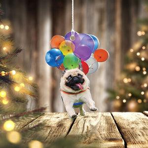 Pug Dog Fly With Bubbles Car Hanging Ornament Dog, Ornament Decoration, Ornament Christmas - TeeZworldVN