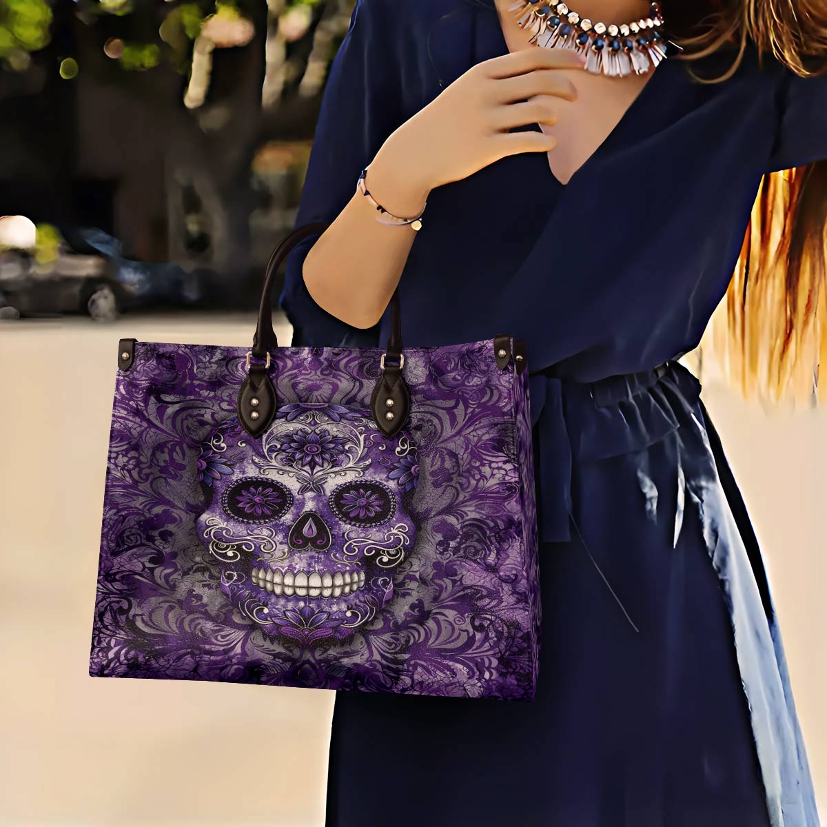 Leather Bag Mandala Sugar Skull