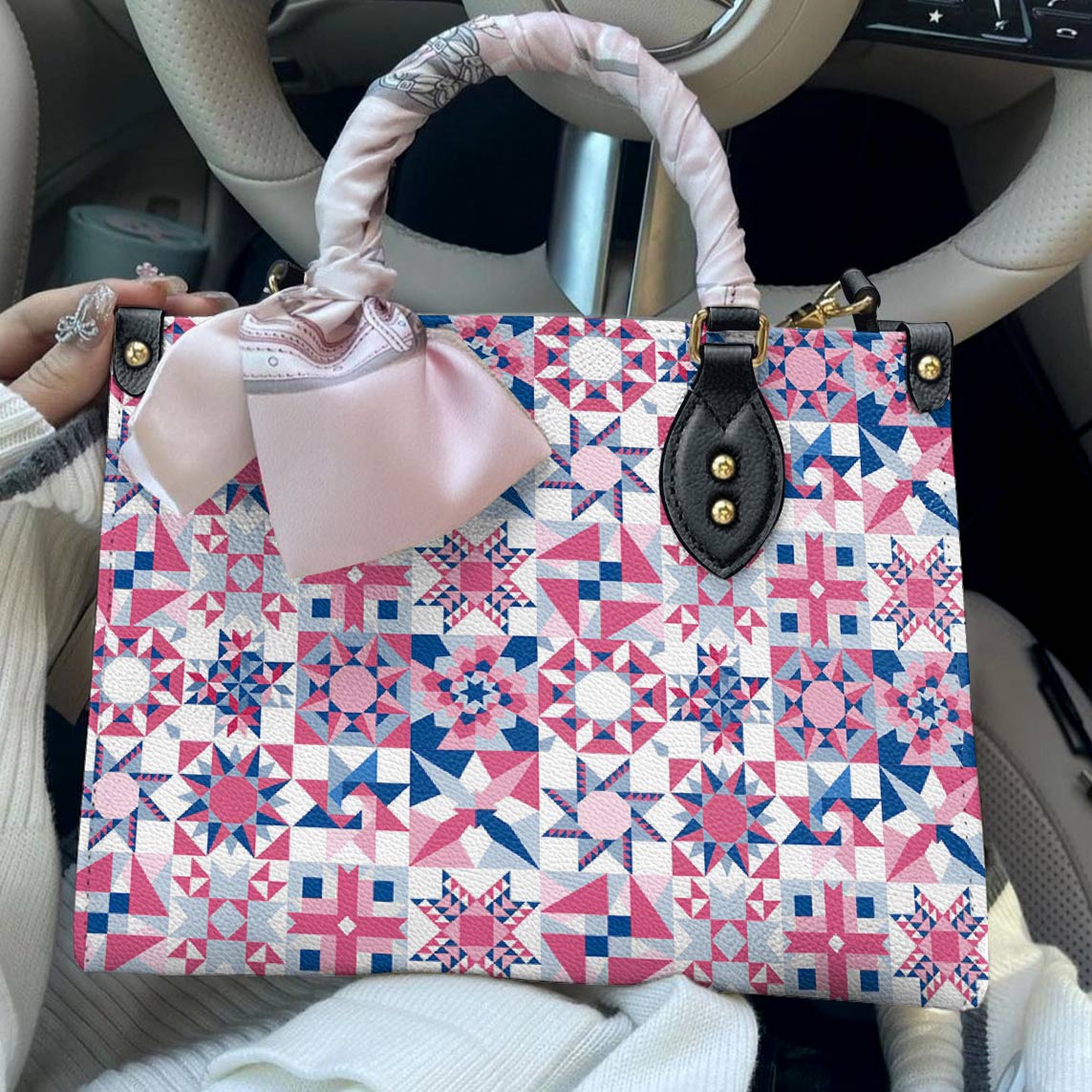 Leather Bag Complicated Quilting Blocks