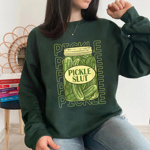 PICKLE SLUT SWEATSHIRT, Pickle Slut, Pickle art, Pickle Print, Pickle Shirt, linocut, pickles, block print, relief print, Unisex Sweatshirt