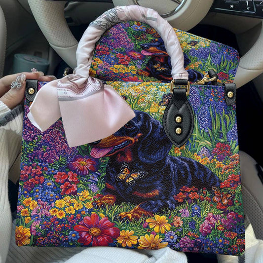 Leather Bag Garden Dachshund Delight