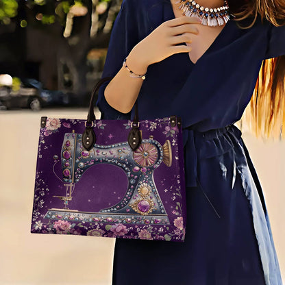 Sewing Leather Bag Purple Spark