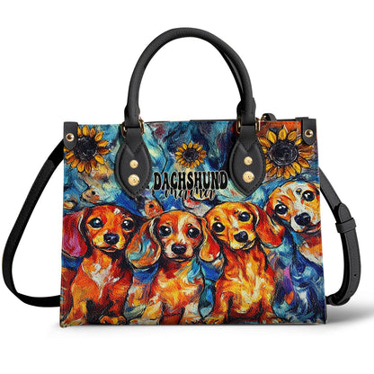 Dachshund Leather Bag Sunflower Dachshund Mama
