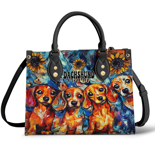 Dachshund Leather Bag Sunflower Dachshund Mama