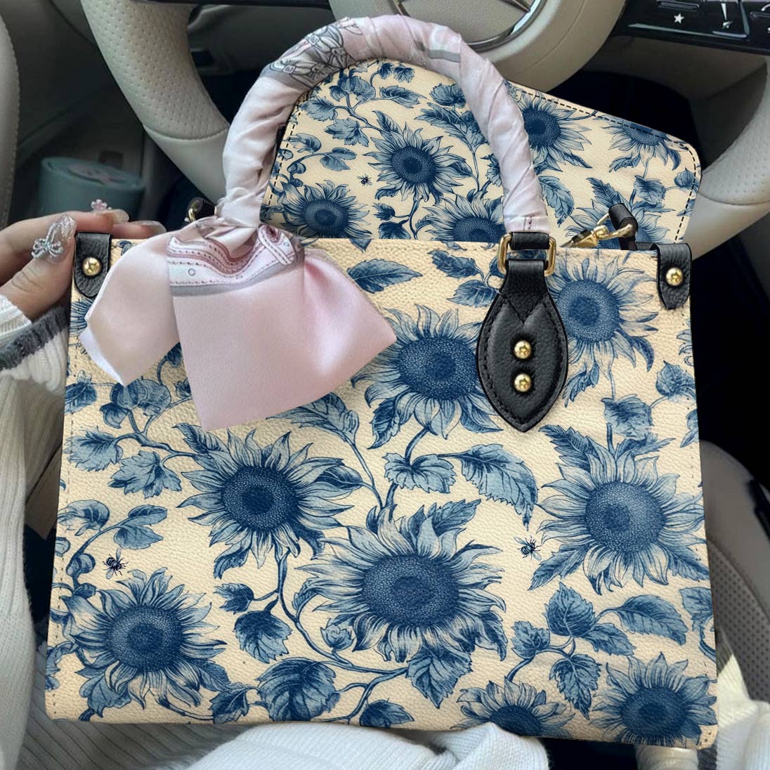 Sunflower Leather Bag Azure Grace