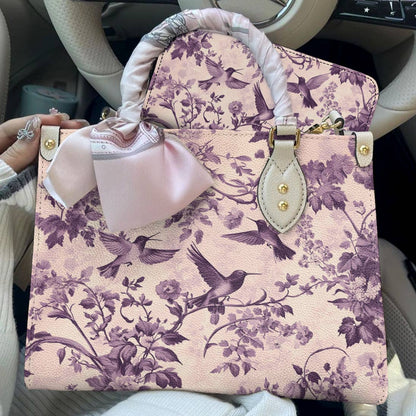Hummingbird Leather Bag Garden Serenade