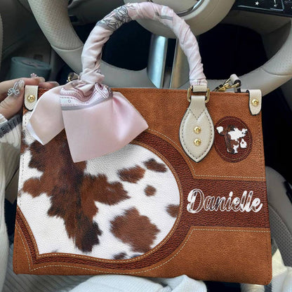 Personalized Cow Leather Bag Moo-Chic