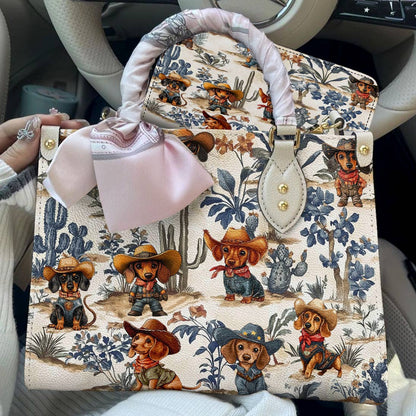 Dachshund Leather Bag Cowpoke Blues & Blooms